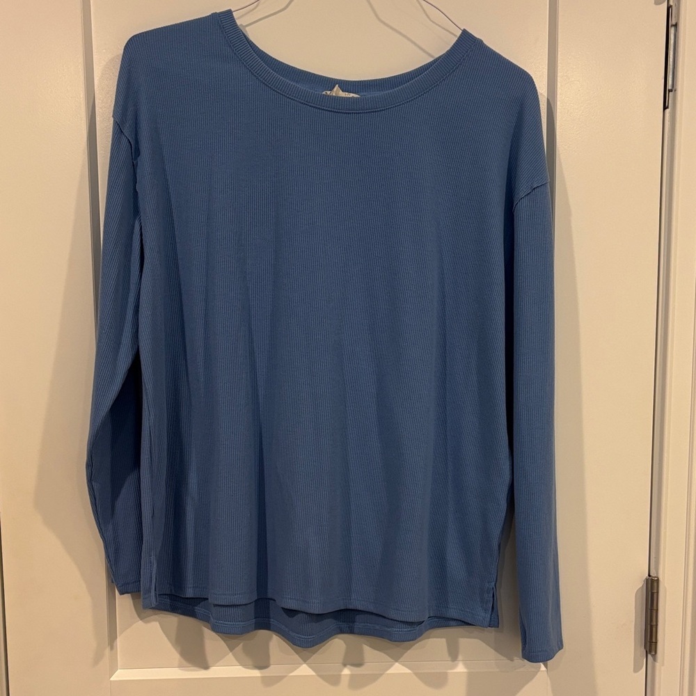 Caslon Womens Long Sleeve Ribbed Shirt Large